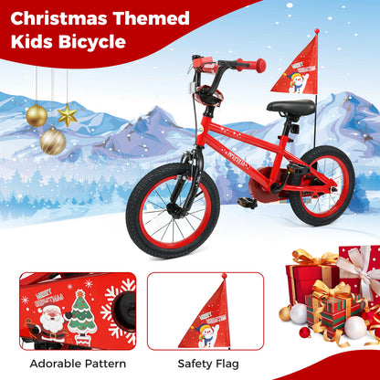 14 Inch Kids Bike Adjustable with Christmas Music & Flag for Aged 4-5 Years Old, Red Kids Bike at Gallery Canada