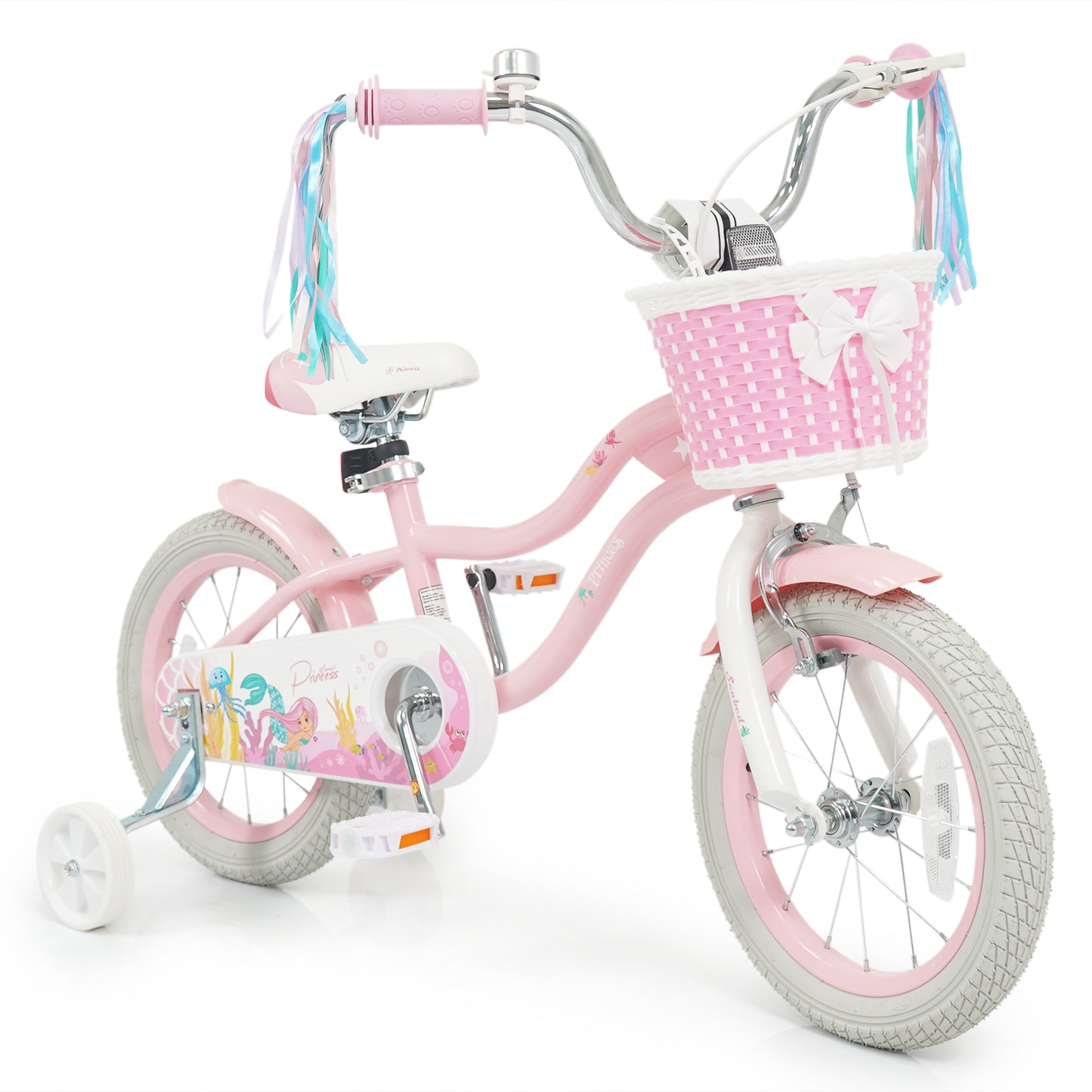 14 Inch Kids Bike Adjustable with Basket and Streamers for Girls Aged 3-5 Years Old Pink, Pink Kids Bike at Gallery Canada