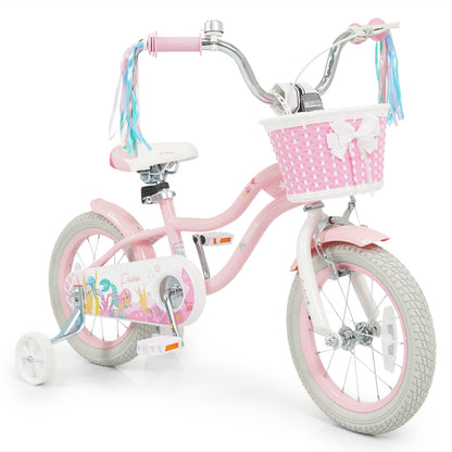 14 Inch Kids Bike Adjustable with Basket and Streamers for Girls Aged 3-5 Years Old Pink, Pink Kids Bike at Gallery Canada
