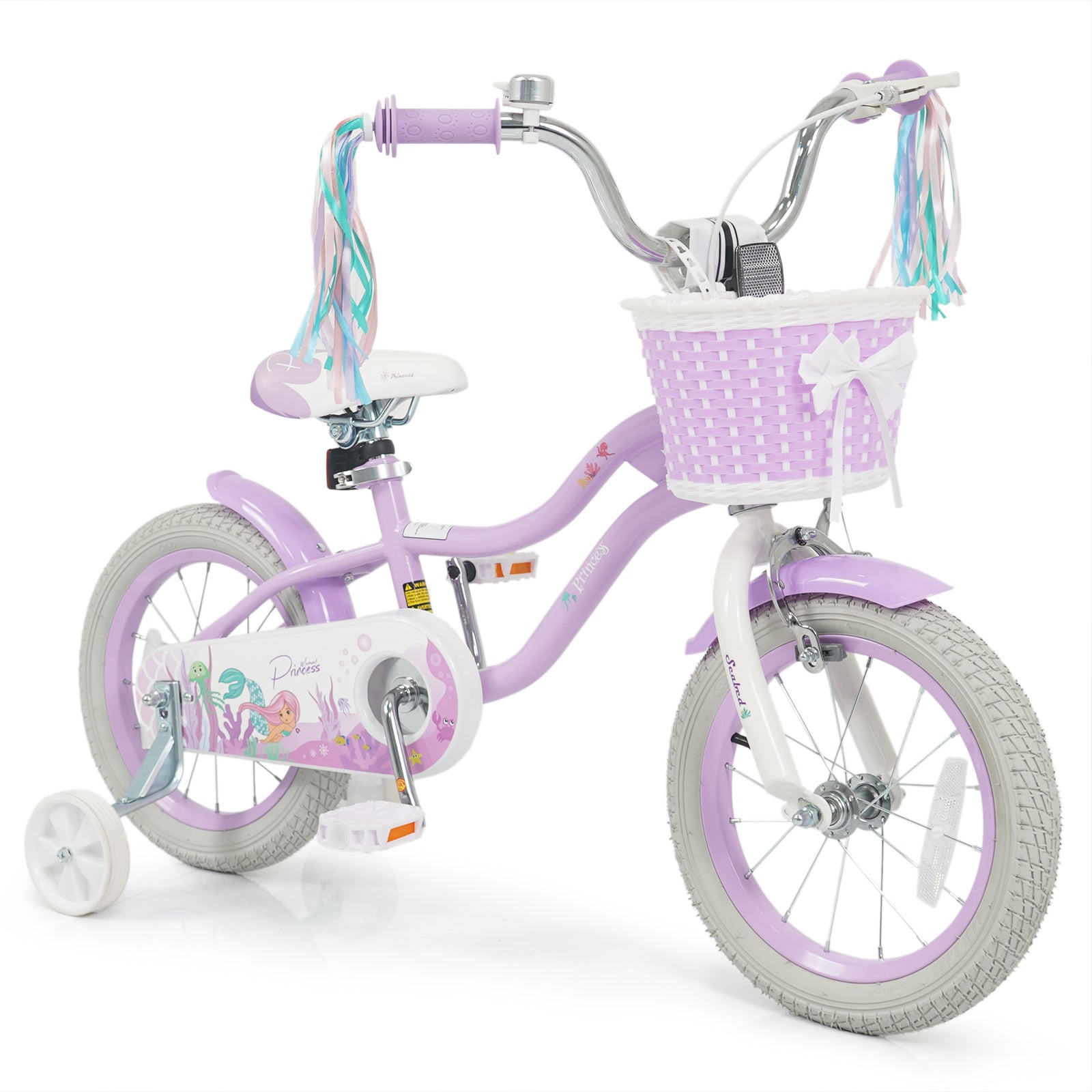 14 Inch Kids Bike, Adjustable, Princess Of The Sea Theme, Purple Kids Bike Purple at Gallery Canada