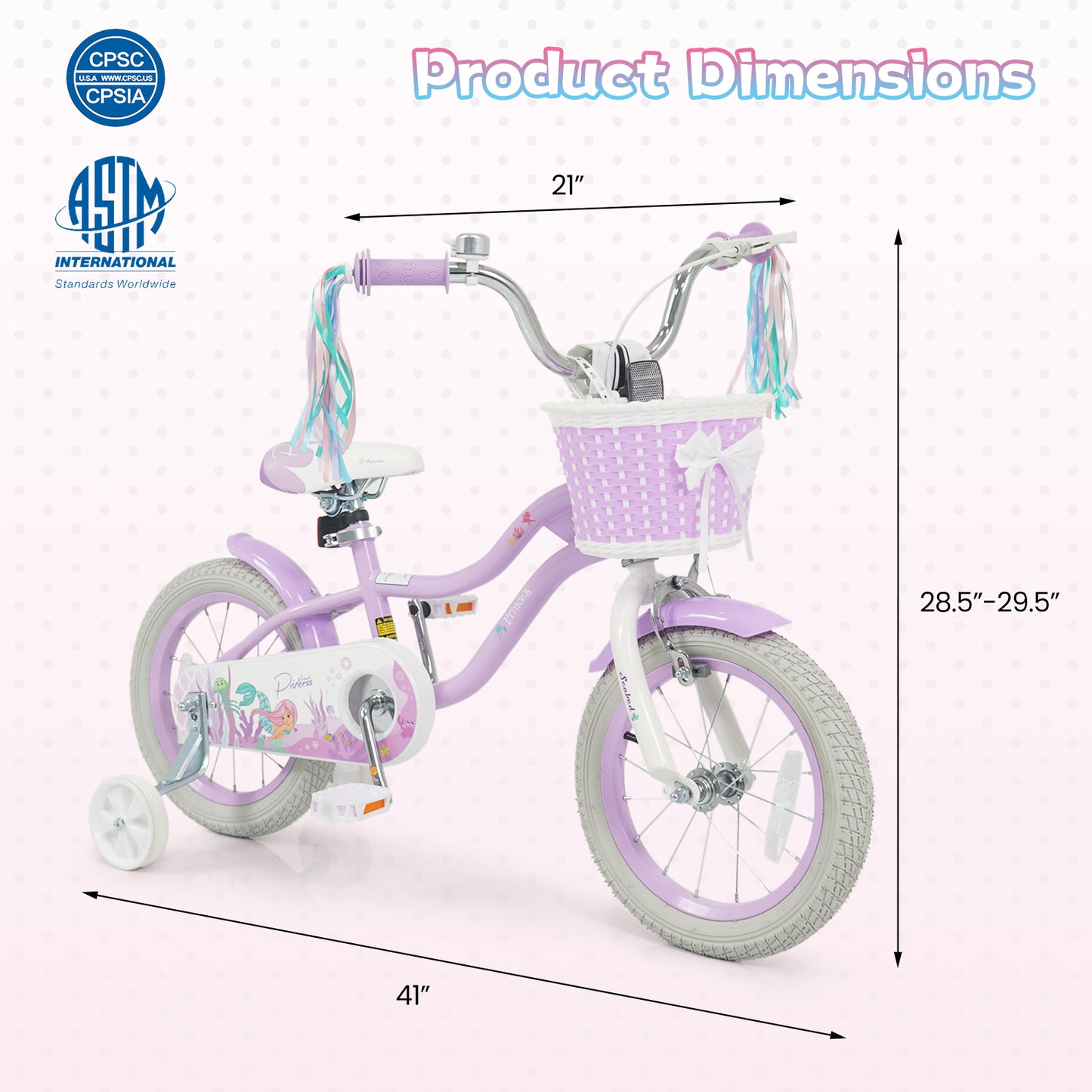 14 Inch Kids Bike, Adjustable, Princess Of The Sea Theme, Purple Kids Bike at Gallery Canada