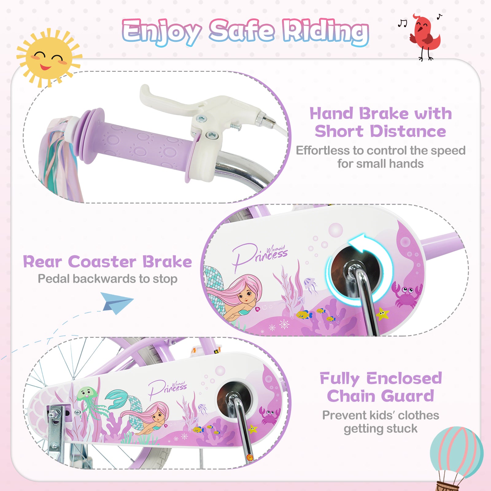 14 Inch Kids Bike, Adjustable, Princess Of The Sea Theme, Purple Kids Bike at Gallery Canada