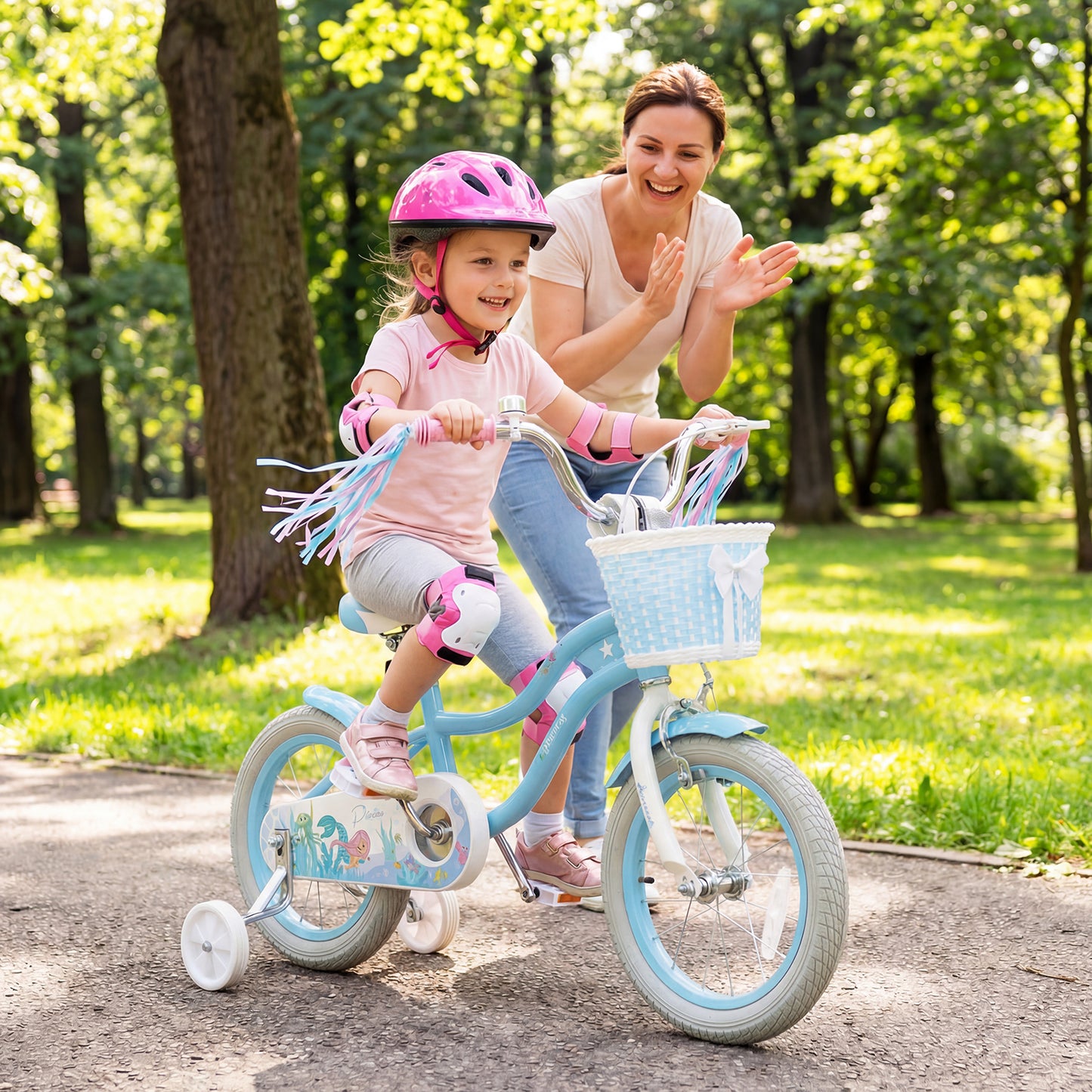 14 Inch Kids Bike, Adjustable With Basket, Princess Of The Sea Theme, Blue Kids Bike at Gallery Canada