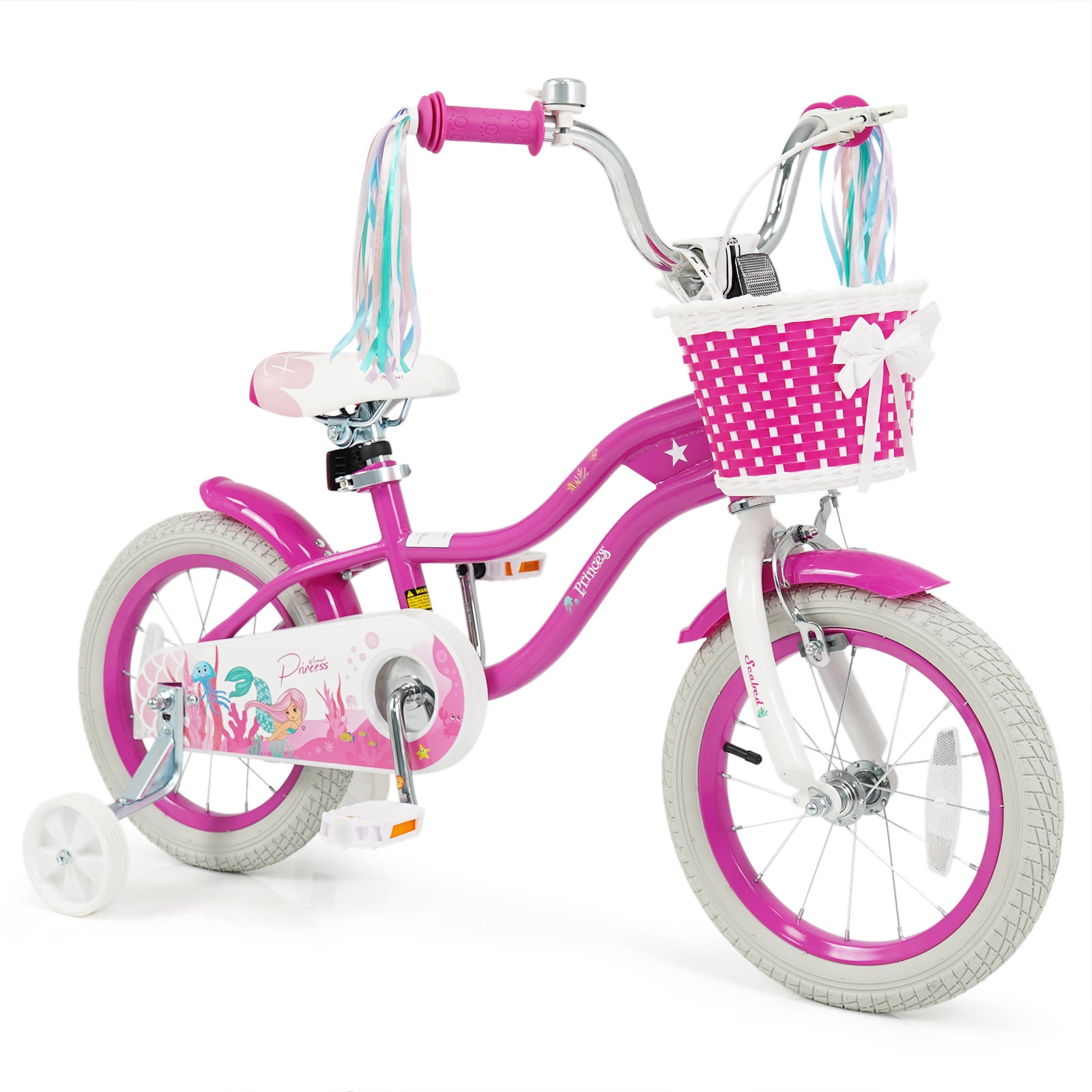 14-Inch Kids Bike, Adjustable, With Basket And Streamers, Rose Red Kids Bike Rose Red at Gallery Canada