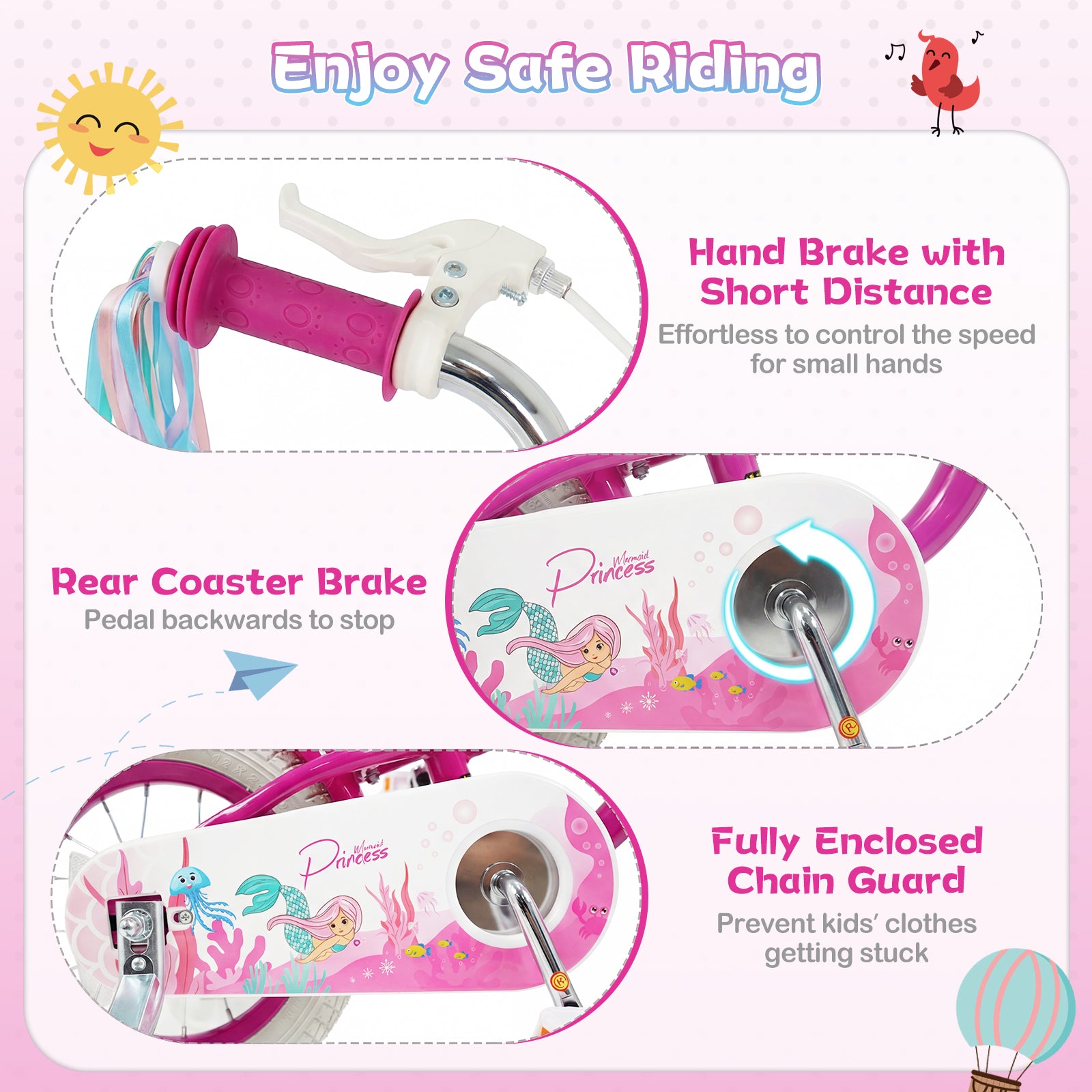14-Inch Kids Bike, Adjustable, With Basket And Streamers, Rose Red Kids Bike at Gallery Canada