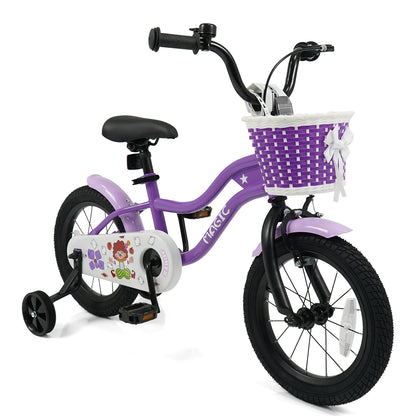 14 Inch Kids Bike with Training Wheels for Aged 3-5 Years Old - Magic Purple, Purple Kids Bike at Gallery Canada