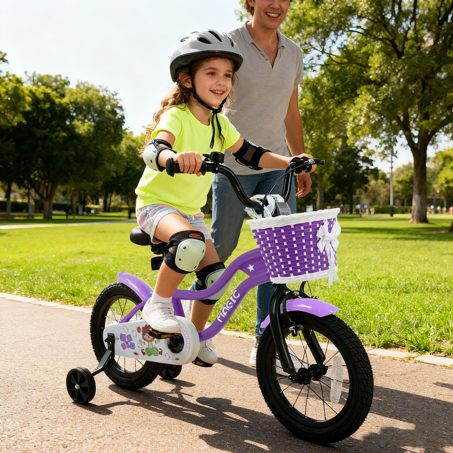 14 Inch Kids Bike with Training Wheels for Aged 3-5 Years Old - Magic Purple, Purple Kids Bike at Gallery Canada