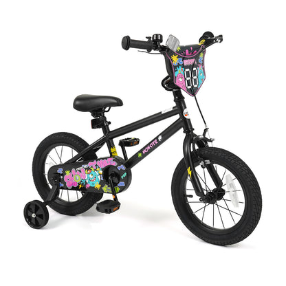 14 Inch Kids Bike with Training Wheels for Ages 3-5 Years Old Black- Street Art Time, Black Kids Bike at Gallery Canada