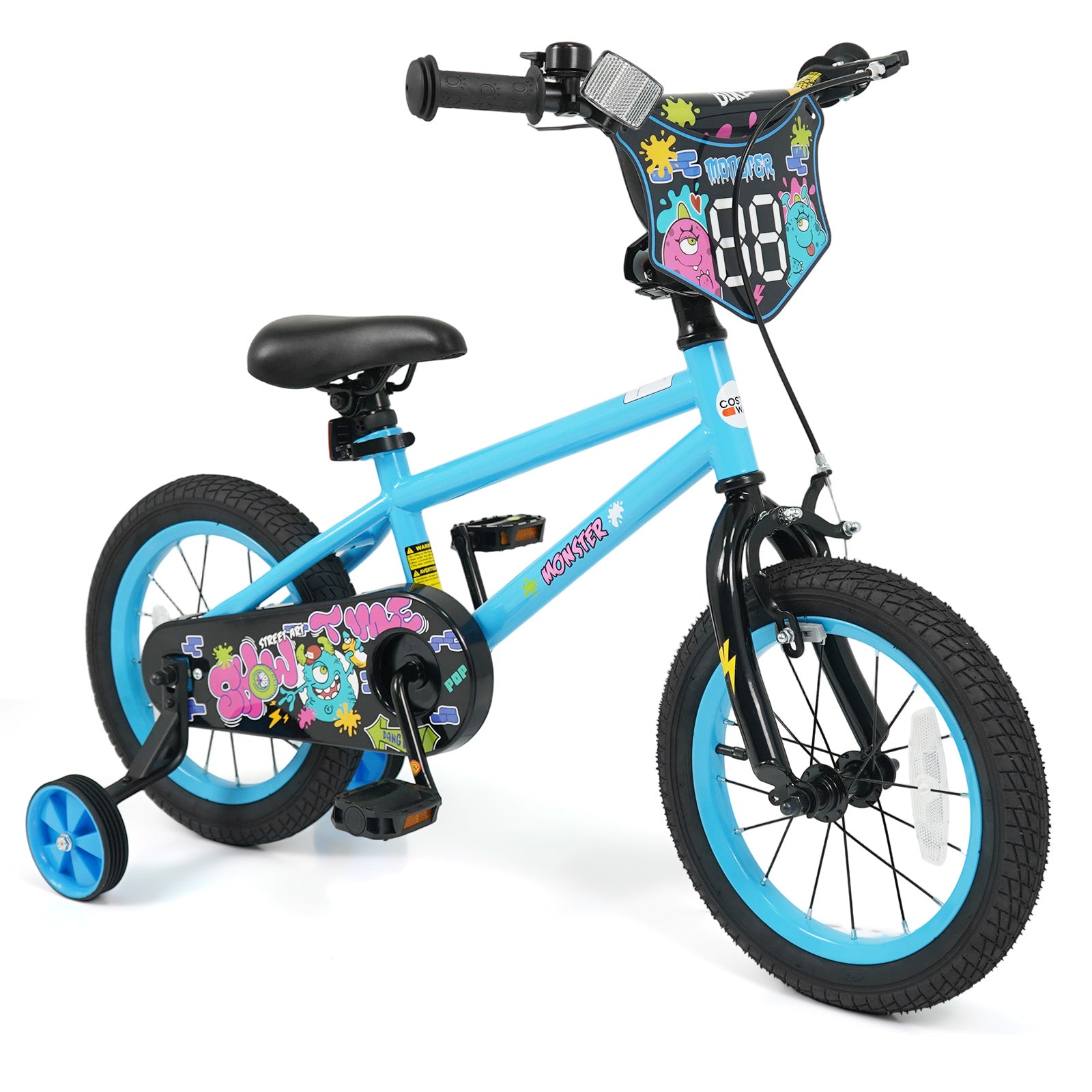 14 Inch Kids Bike with Training Wheels for Ages 3-5 Years Old Blue- Street Art Time, Blue Kids Bike at Gallery Canada