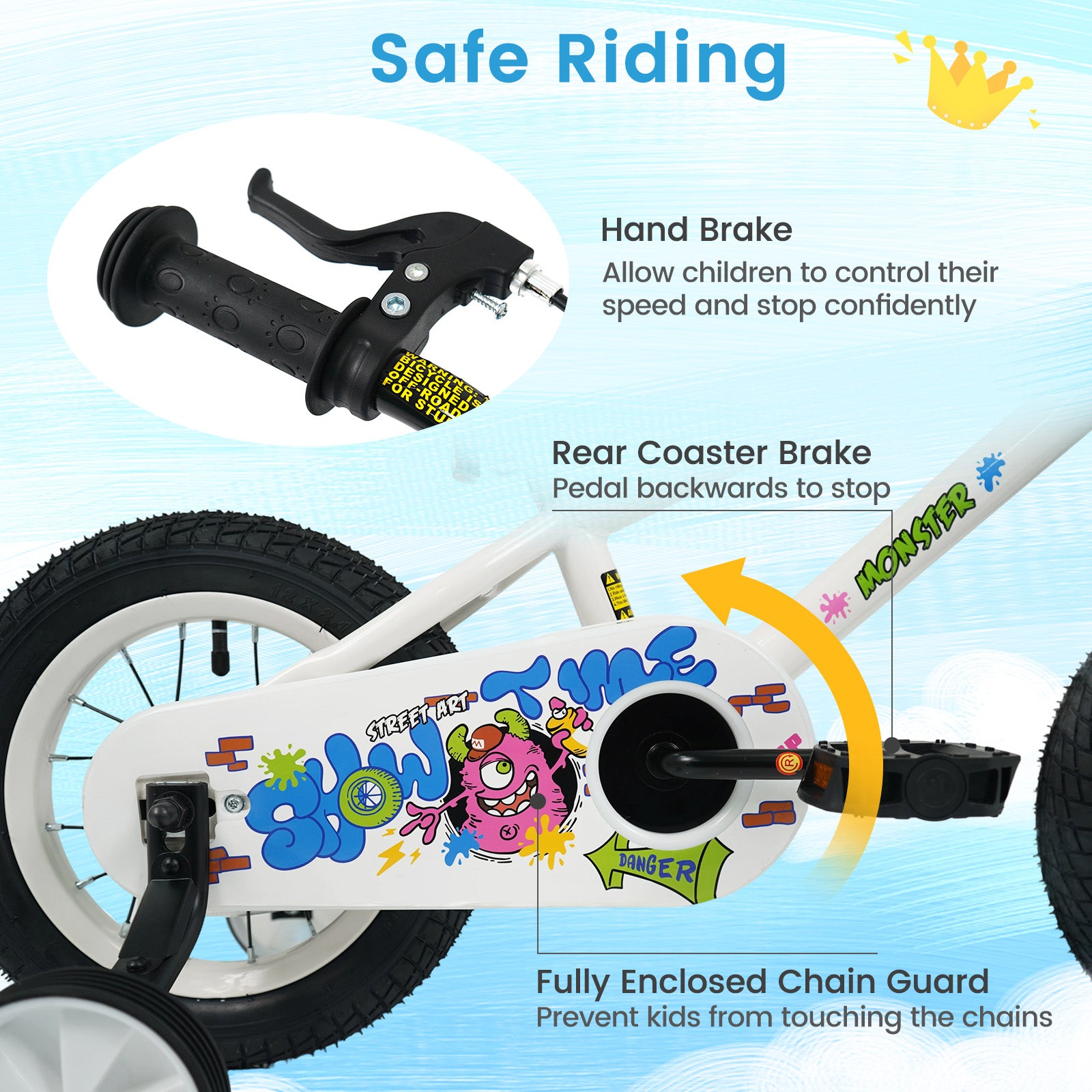 14 Inch Kids Bike with Training Wheels for Ages 3-5 Years Old White- Street Art Time, White Kids Bike at Gallery Canada