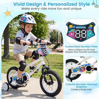 14 Inch Kids Bike with Training Wheels for Ages 3-5 Years Old White- Street Art Time, White Kids Bike at Gallery Canada