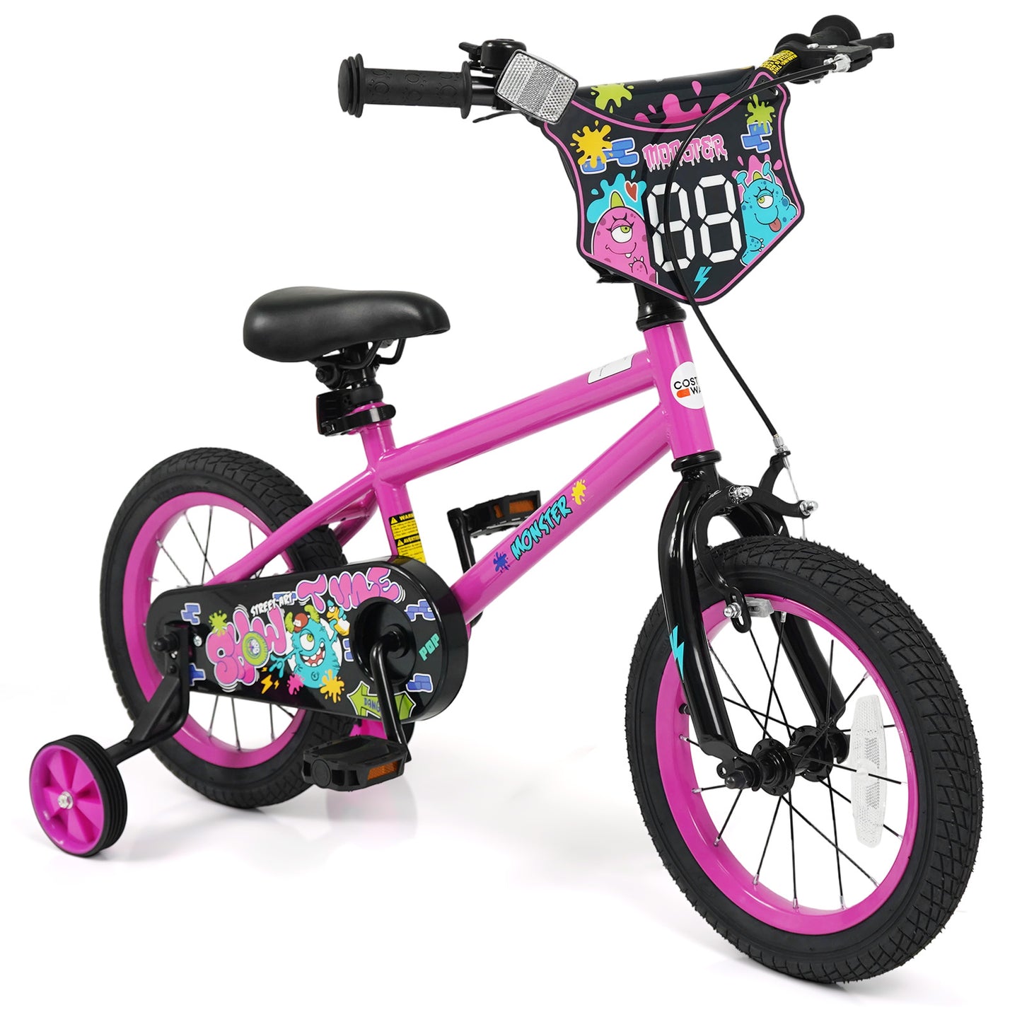 14 Inch Kids Bike with Training Wheels for Ages 3-5 Years Old Pink- Street Art Time, Pink Kids Bike at Gallery Canada