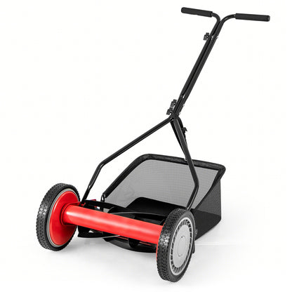 14 Inch Push Lawn Mower, 5 Steel Blades, Grass Catcher Bag, Red Lawn Care Tools at Gallery Canada