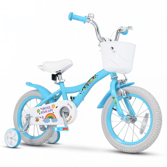 14" Girls Bike for 3-5 Years, Training Wheels, Blue Kids Bike Blue at Gallery Canada