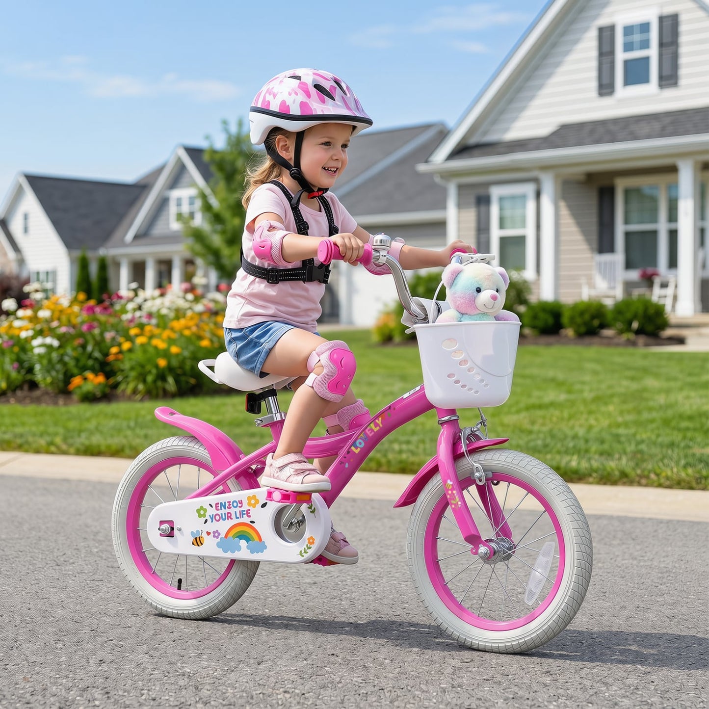 14 Inches Girls Bike for 3-5 Years, Basket, Pink Kids Bike at Gallery Canada