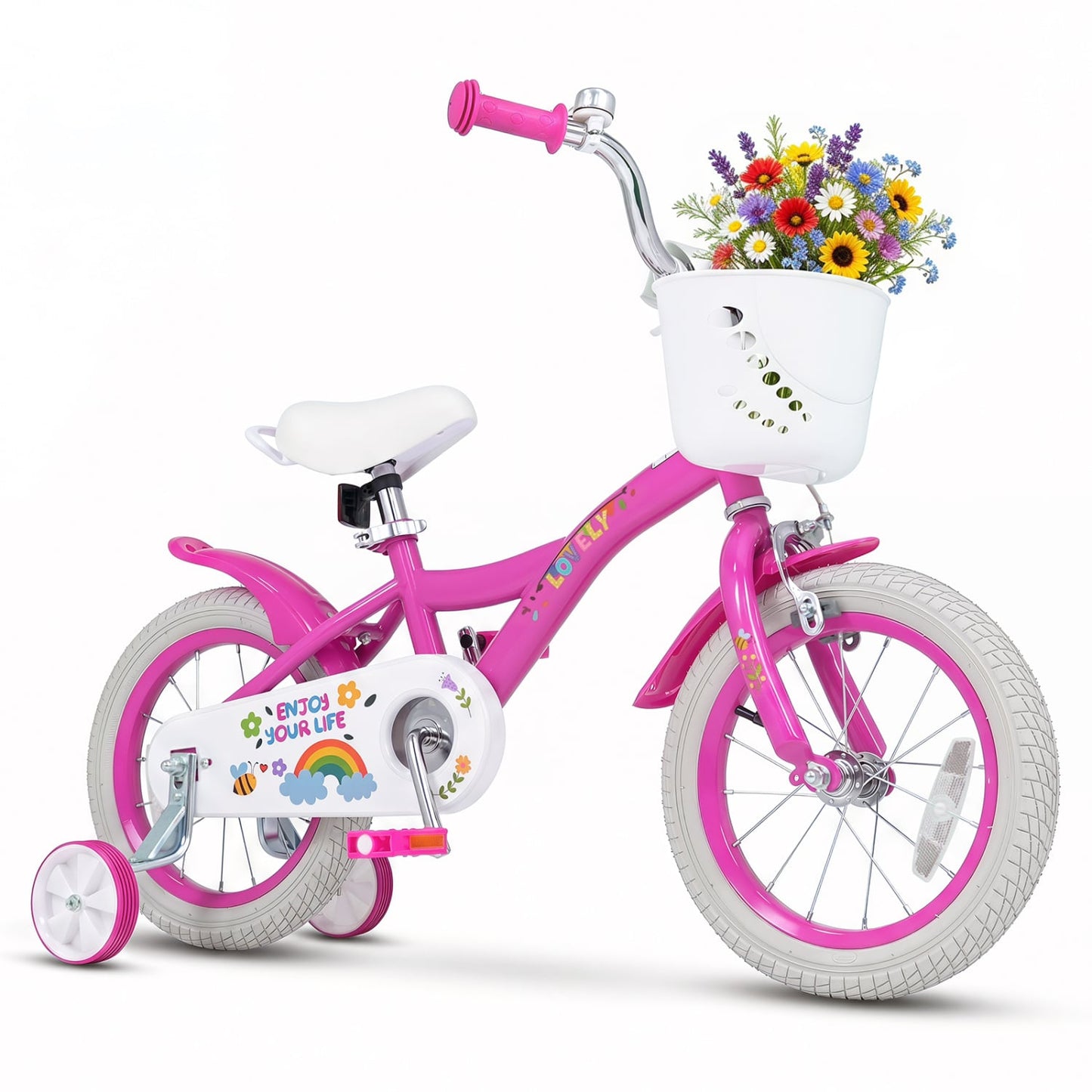 14 Inches Girls Bike for 3-5 Years, Basket, Pink Kids Bike Pink at Gallery Canada