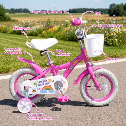 14 Inches Girls Bike for 3-5 Years, Basket, Pink Kids Bike at Gallery Canada