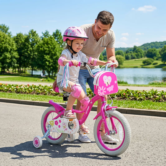 14 Inch Girls Bike, 3-5 Years, Front Bag & Streamers, Pink Kids Bike Pink at Gallery Canada