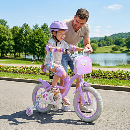 14" Girls Bike, Front Bag, Streamers, Ages 3-5, Purple Kids Bike at Gallery Canada