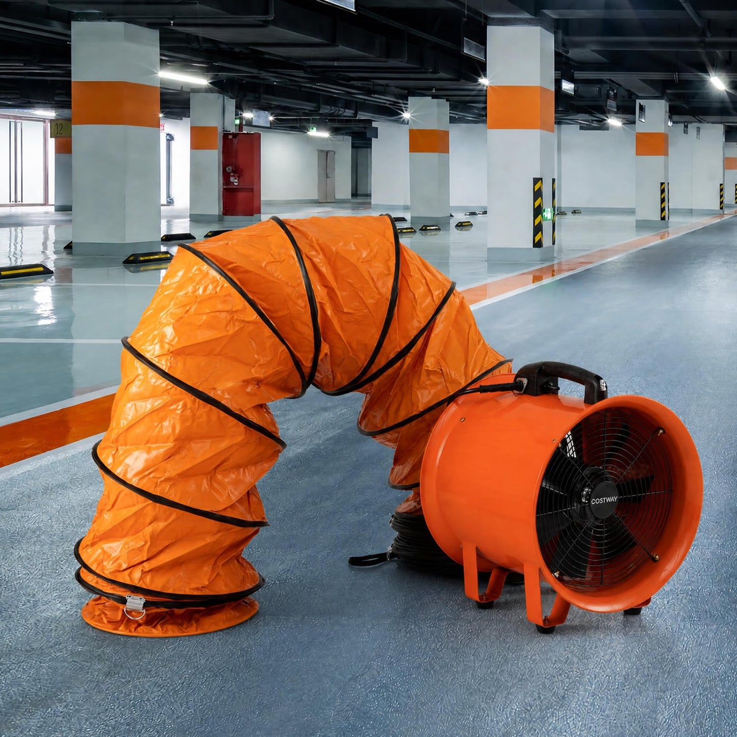 14" Industrial Blower Fan with 25 FT Duct Hose, Orange