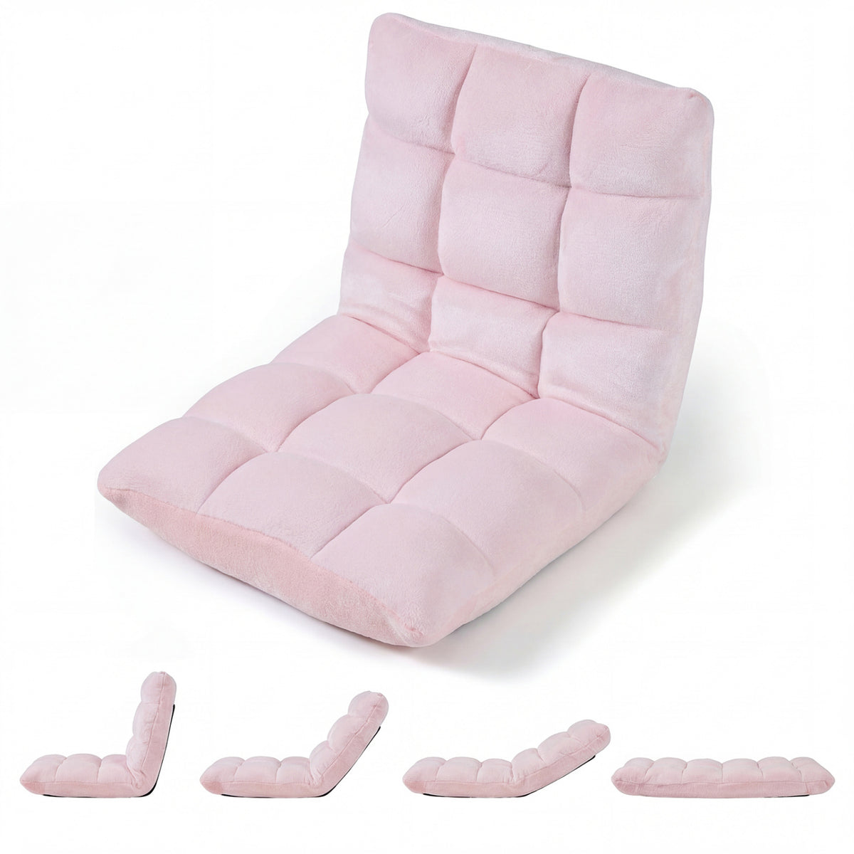 Adjustable Cushioned Floor Chair, 14-Position, Light Pink Floor Chairs at Gallery Canada