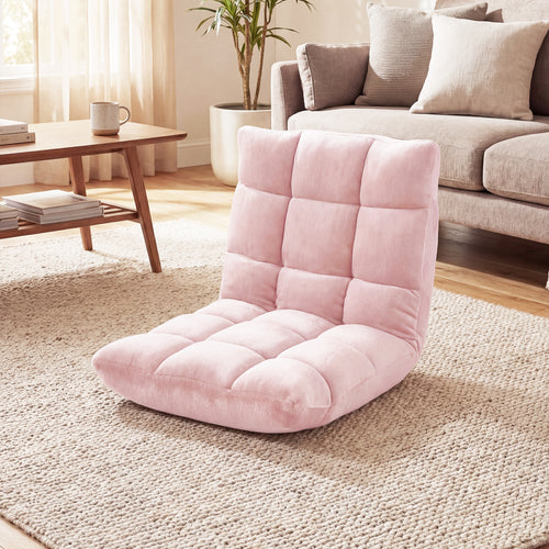 Adjustable Cushioned Floor Chair, 14-Position, Light Pink