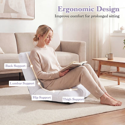 Adjustable Floor Chair, 14-Position, Cushioned, White Floor Chairs at Gallery Canada