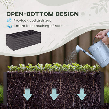 Galvanized Raised Garden Bed, Steel Outdoor Planter, 71" x 35" x 23", Dark Grey Galvanized Planter Boxes at Gallery Canada