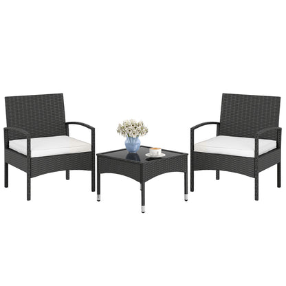 3-Piece Patio Furniture Set, Rattan Bistro Chairs With Table, Beige Patio Conversation Sets at Gallery Canada