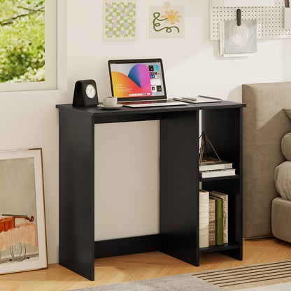 31.5 Inch Modern Home Office Desk, 2 Compartments, Black Writing Desks at Gallery Canada