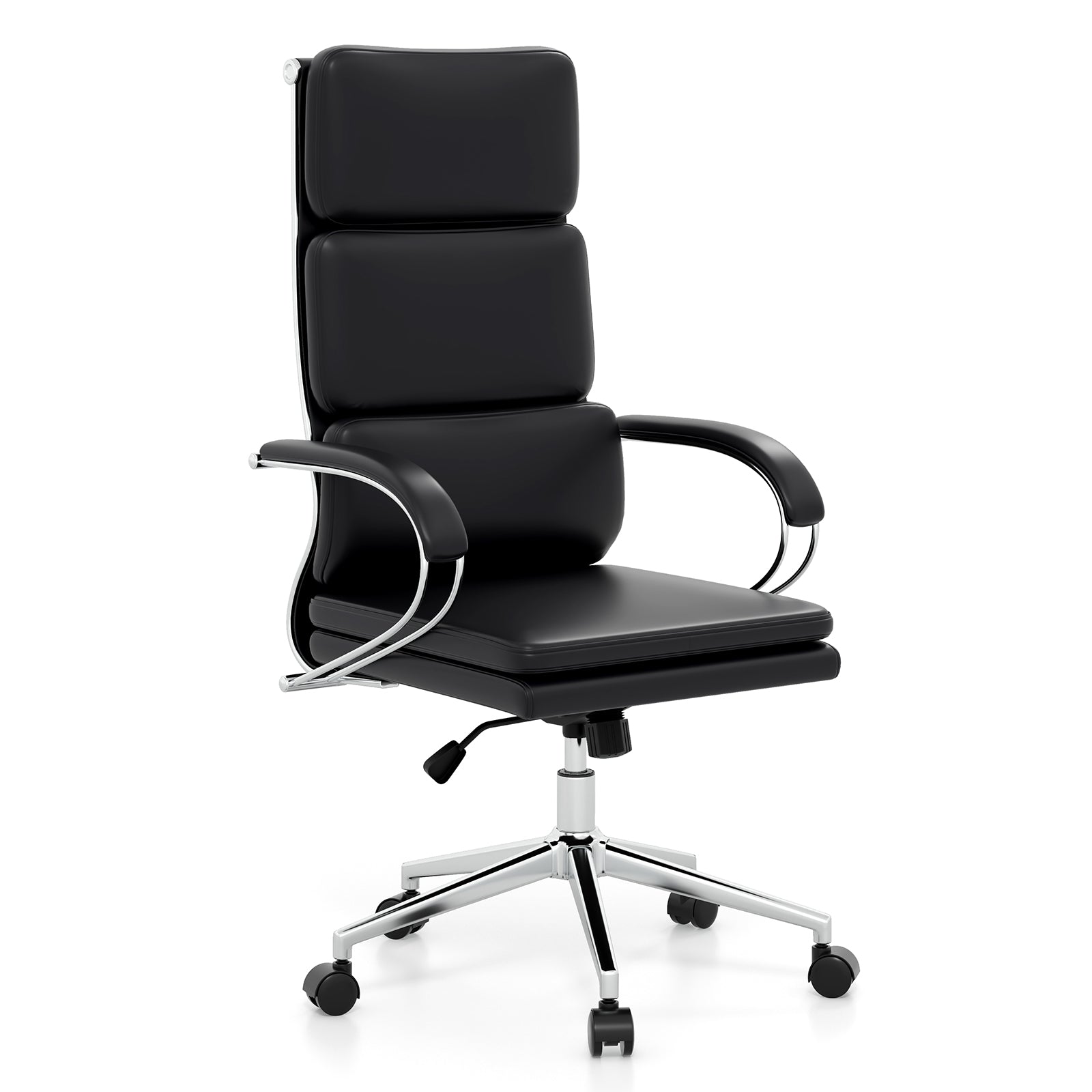 Ergonomic Leather Office Chair, Adjustable Height, Rocking Function, Black Ergonomic Chairs Black at Gallery Canada