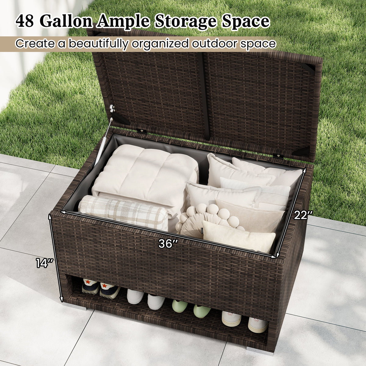 Rattan Storage Bin, Waterproof Liner, Patio Cushions, Brown Sheds & Outdoor Storage at Gallery Canada