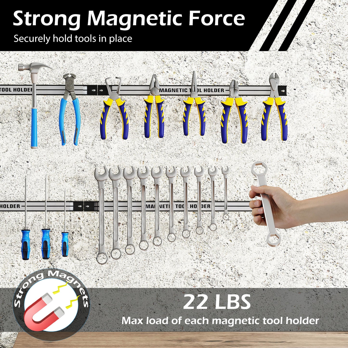 18 Inch Magnetic Tool Holder Strip, With Mounting Screws, Silver Garages at Gallery Canada