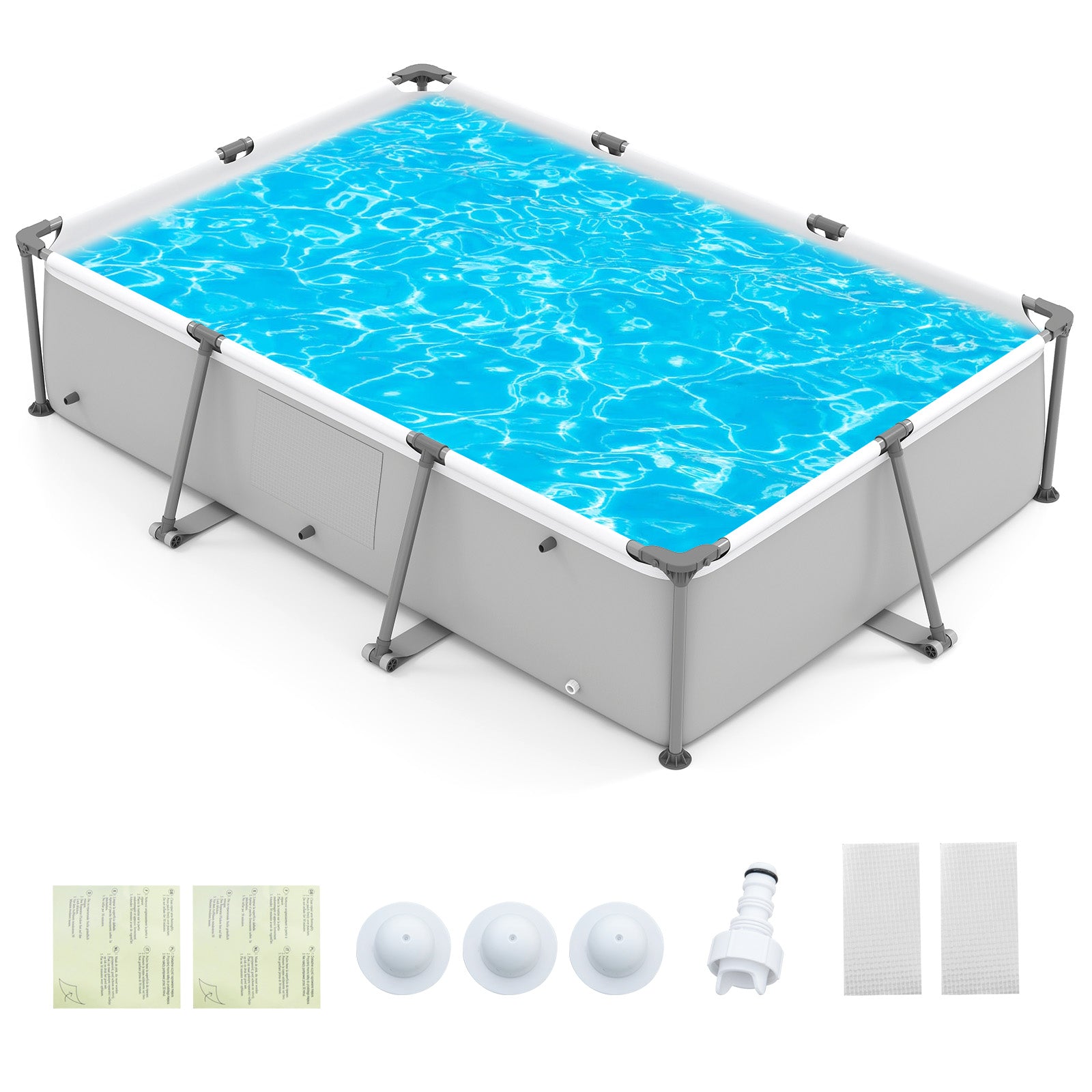 Metal Frame Outdoor Family Swimming Pool, 10 ft, Gray Swimming Pools at Gallery Canada