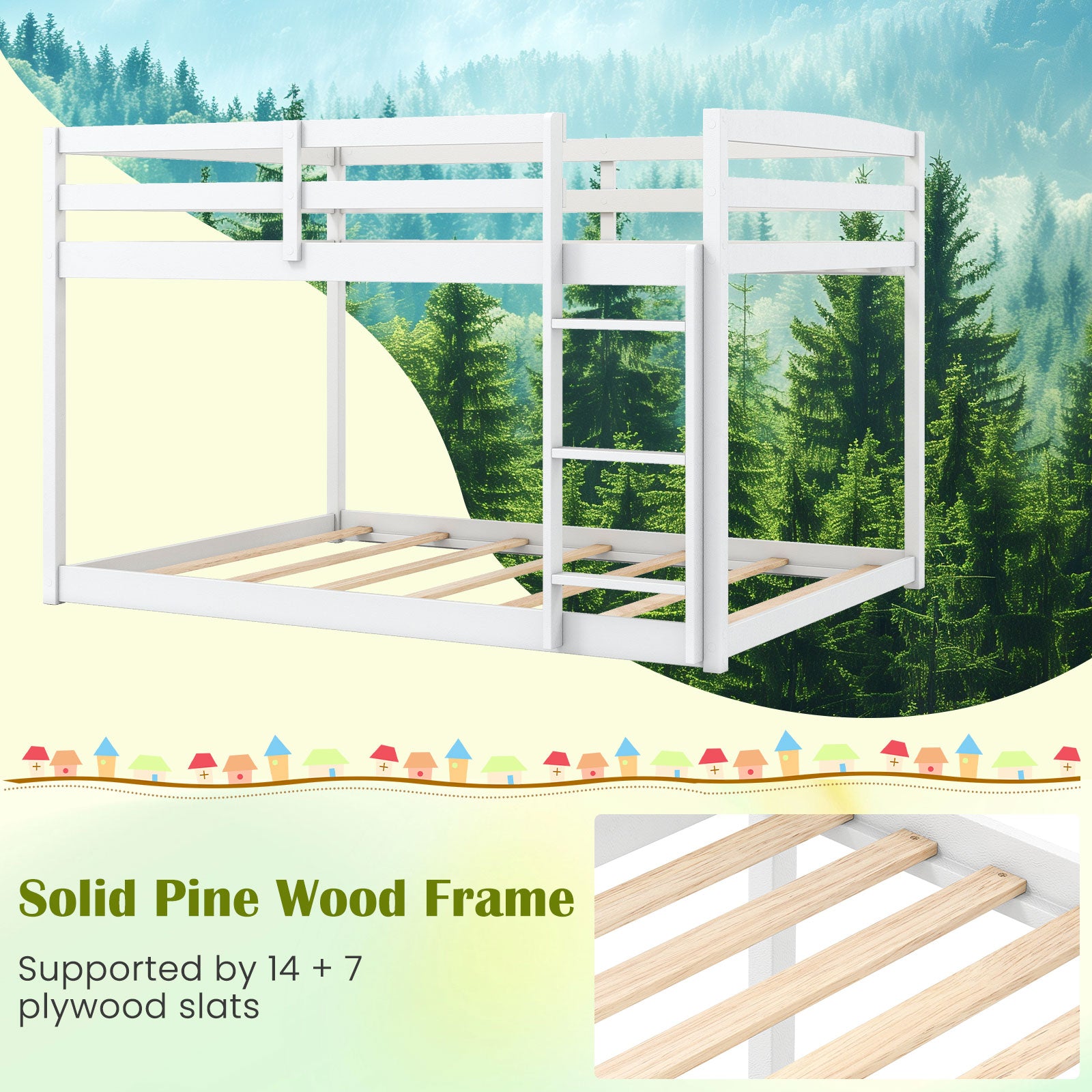 Full Over Full Bunk Bed, Low To Ground, White Bunk Bed Frame at Gallery Canada