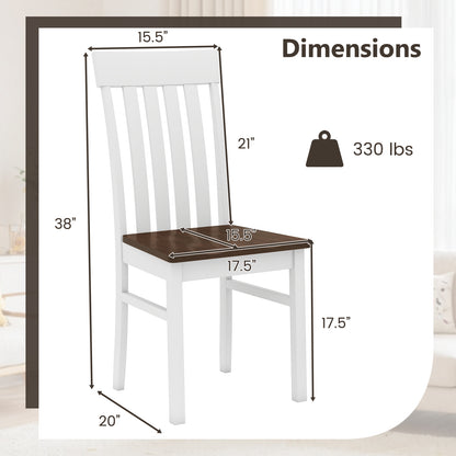 2 Kitchen Armless Dining Chairs, Slatted High Backrests, White Dining Chairs at Gallery Canada