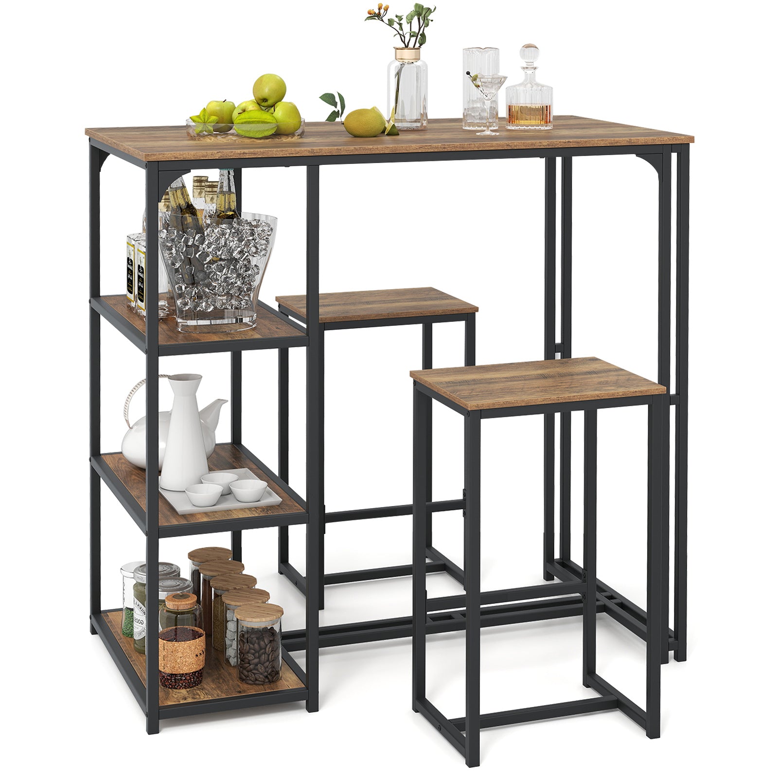 3-Piece Bar Table Set, 2 Bar-Height Dining Table, 2 Stools, Brown Dining Room Sets at Gallery Canada
