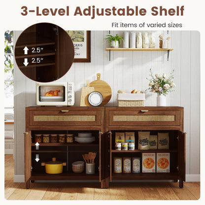 Sideboard Storage Cabinet, Rattan Doors And Drawer, Brown Sideboards Cabinets & Buffets at Gallery Canada