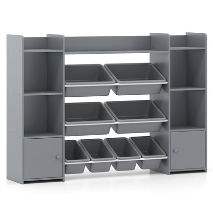 56 Inch Large Toy Storage Organizer, 8 Removable Bins, Bookshelf, Gray Kids Storage at Gallery Canada