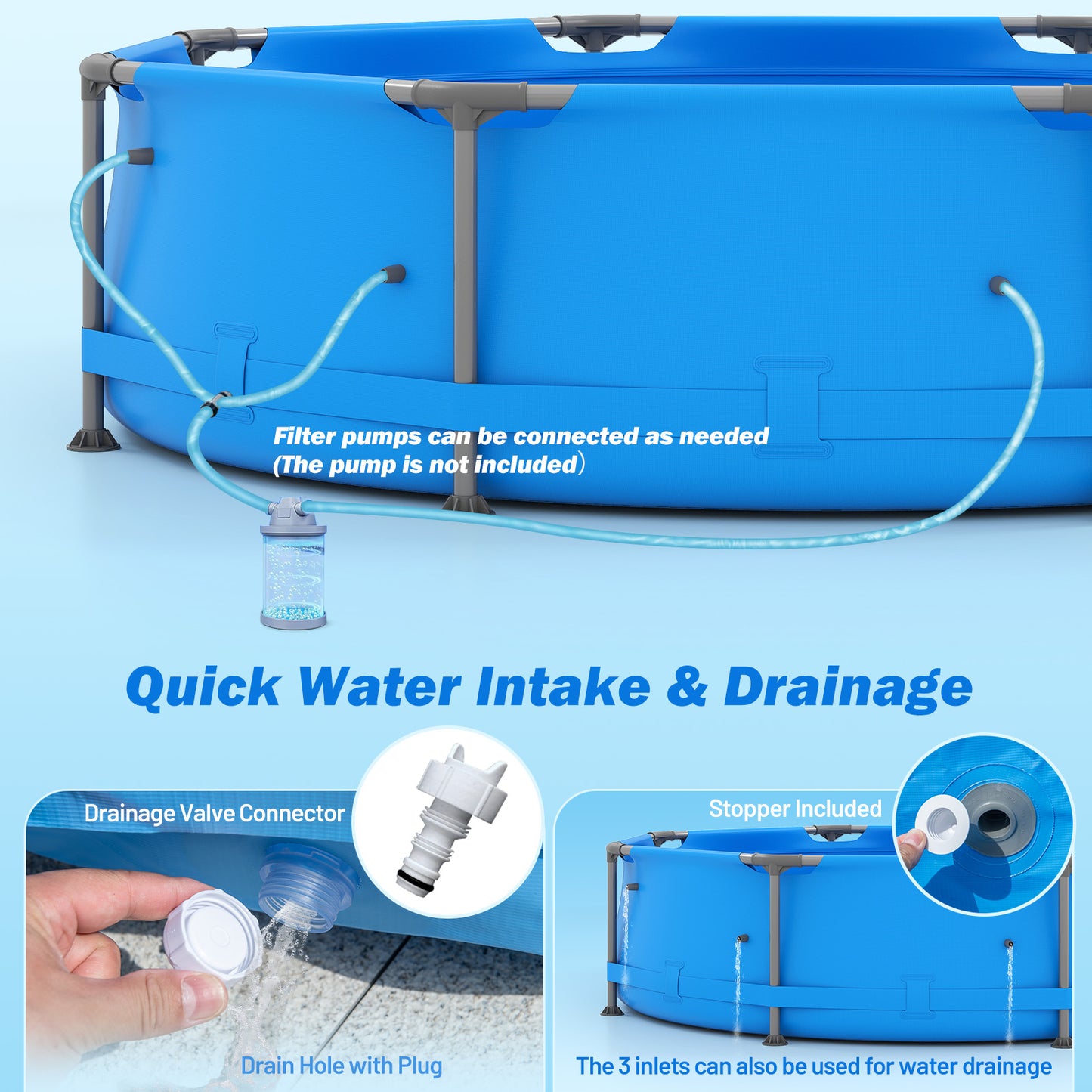 Metal Frame Outdoor Family Swimming Pool, 10 x 10 ft, Blue Swimming Pools at Gallery Canada