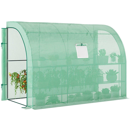 Walk-in Lean-to Greenhouse, 10' x 5' x 7', PE Cover, Green Greenhouses Green at Gallery Canada