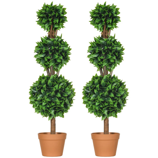 2 Pack 35.5" Artificial Boxwood Topiary Ball Trees, Indoor Outdoor, Green Artificial Trees Green at Gallery Canada