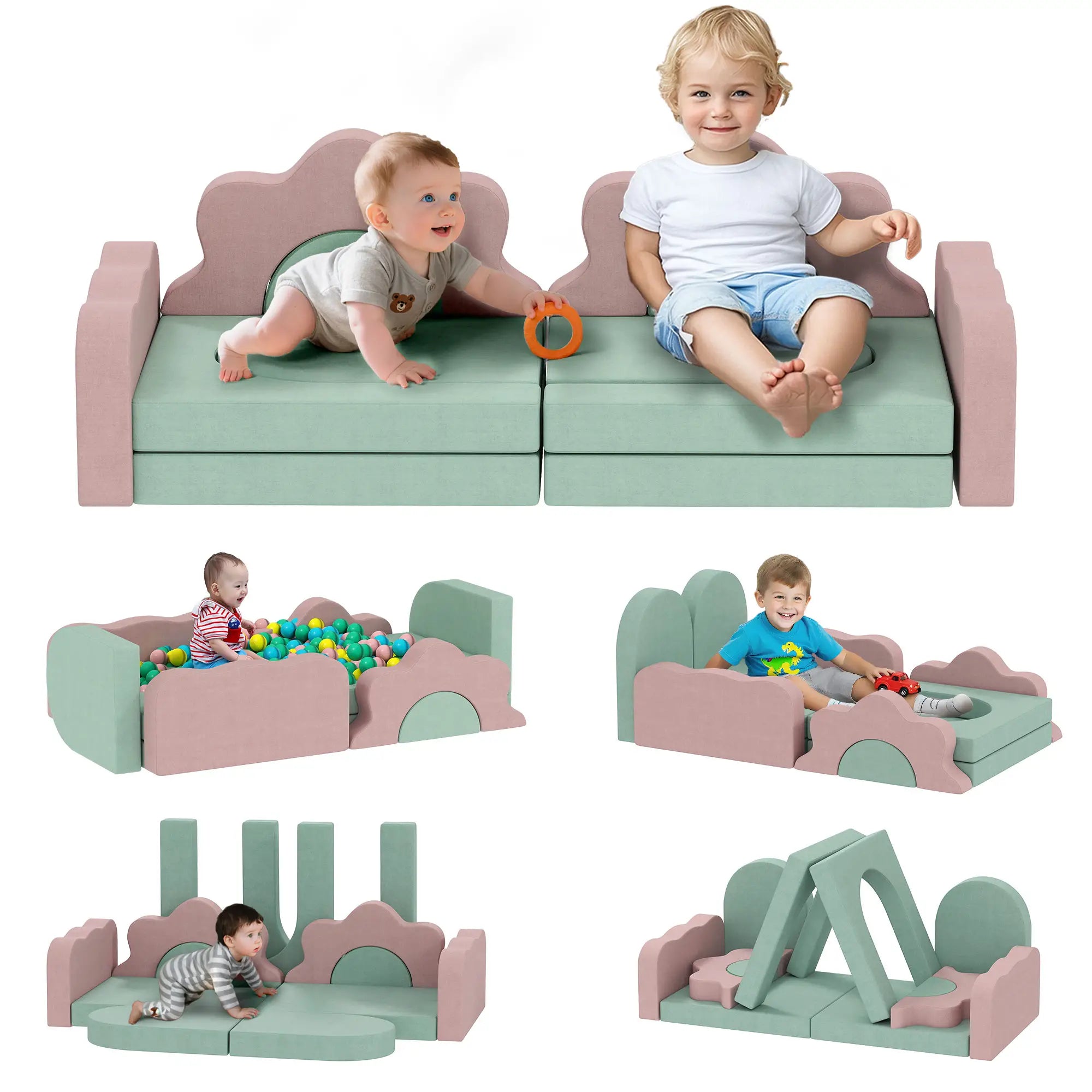 12-Piece Climbing Toys for Toddlers, Indoor Play Set, Green Kids Gym & Playmats at Gallery Canada