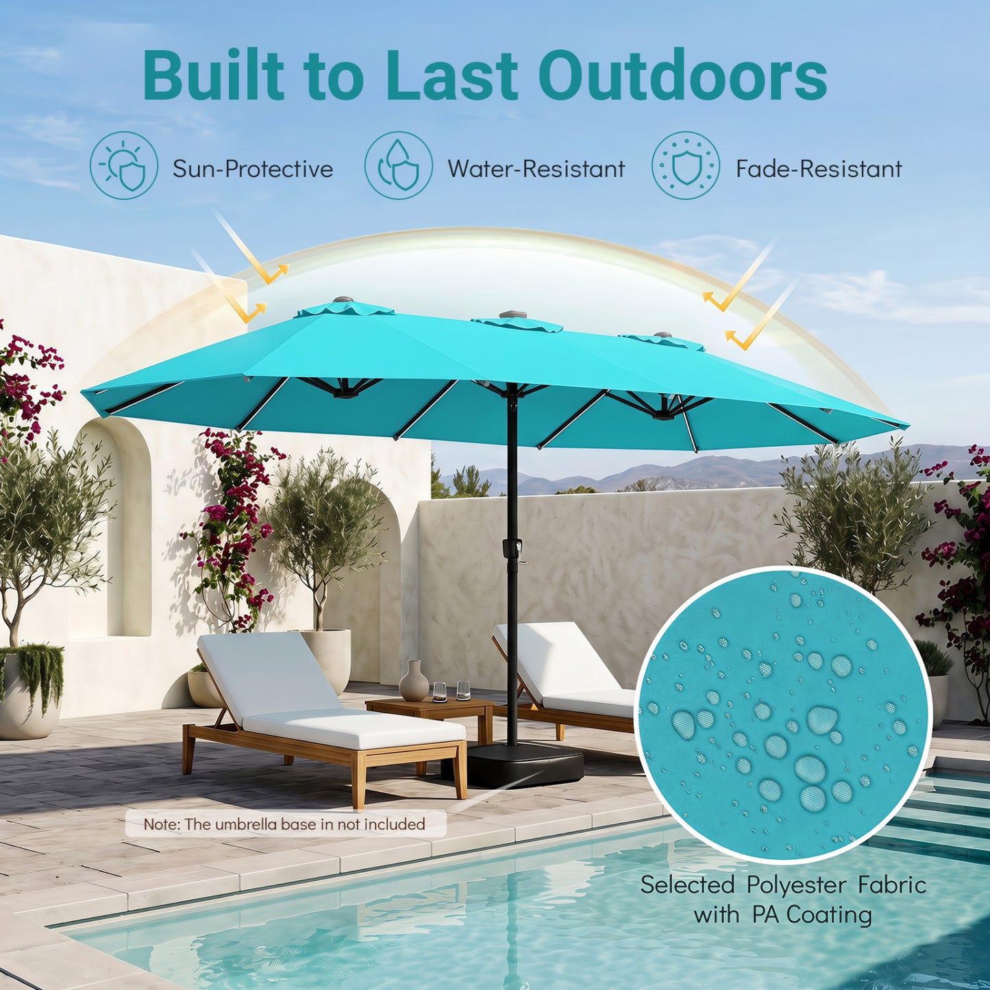 15.5FT Extra-Large Patio Umbrella, Turquoise Outdoor Umbrellas at Gallery Canada