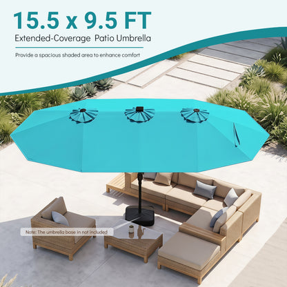 15.5FT Extra-Large Patio Umbrella, Turquoise Outdoor Umbrellas at Gallery Canada