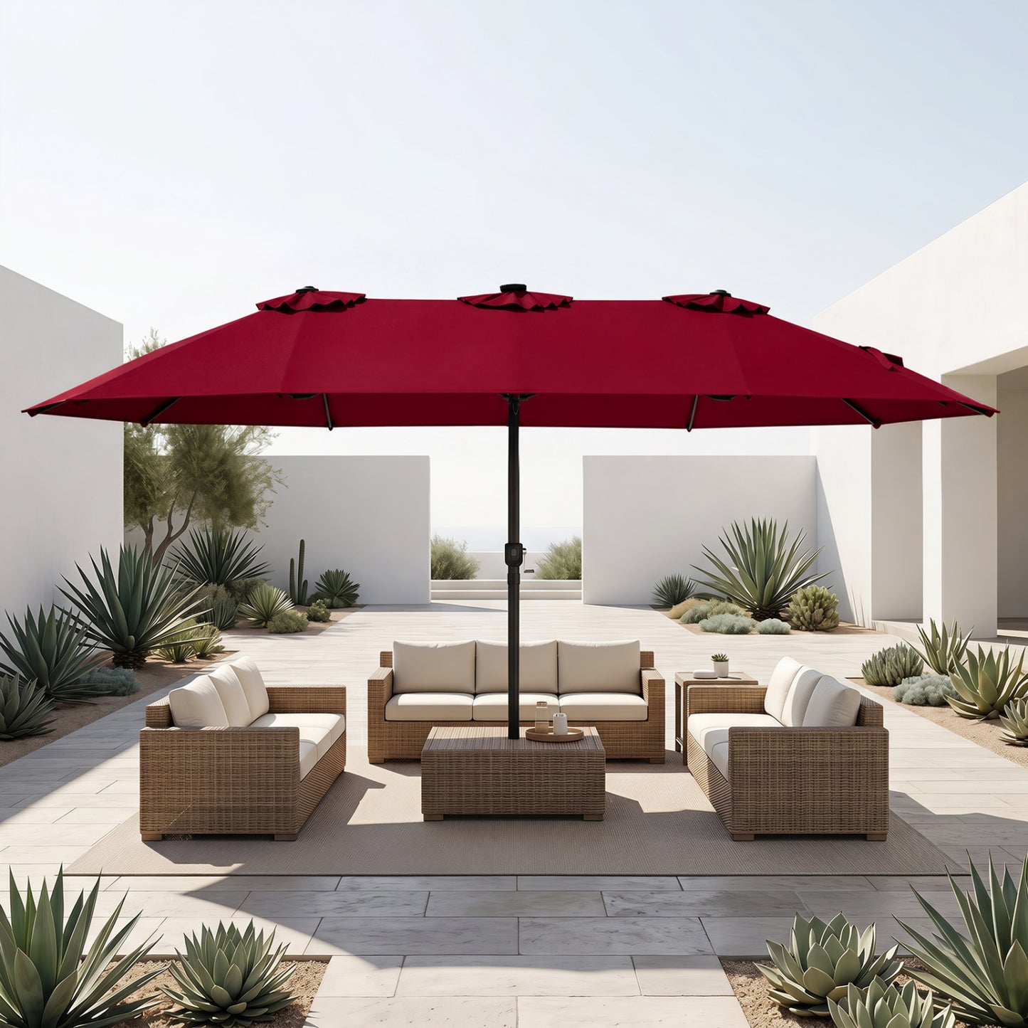 15.5FT Extra-Large Patio Umbrella, 12 Metal Ribs, Red Outdoor Umbrellas at Gallery Canada