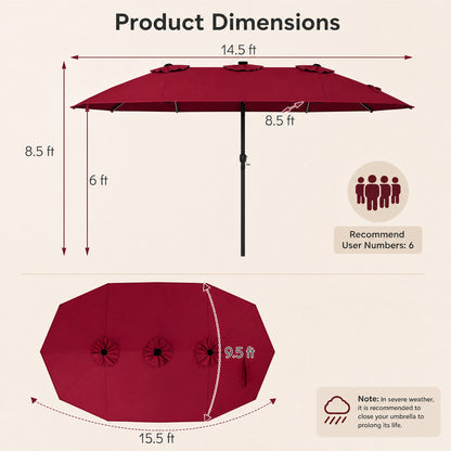 15.5FT Extra-Large Patio Umbrella, 12 Metal Ribs, Red Outdoor Umbrellas at Gallery Canada