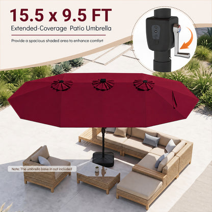 15.5FT Extra-Large Patio Umbrella, 12 Metal Ribs, Red Outdoor Umbrellas at Gallery Canada