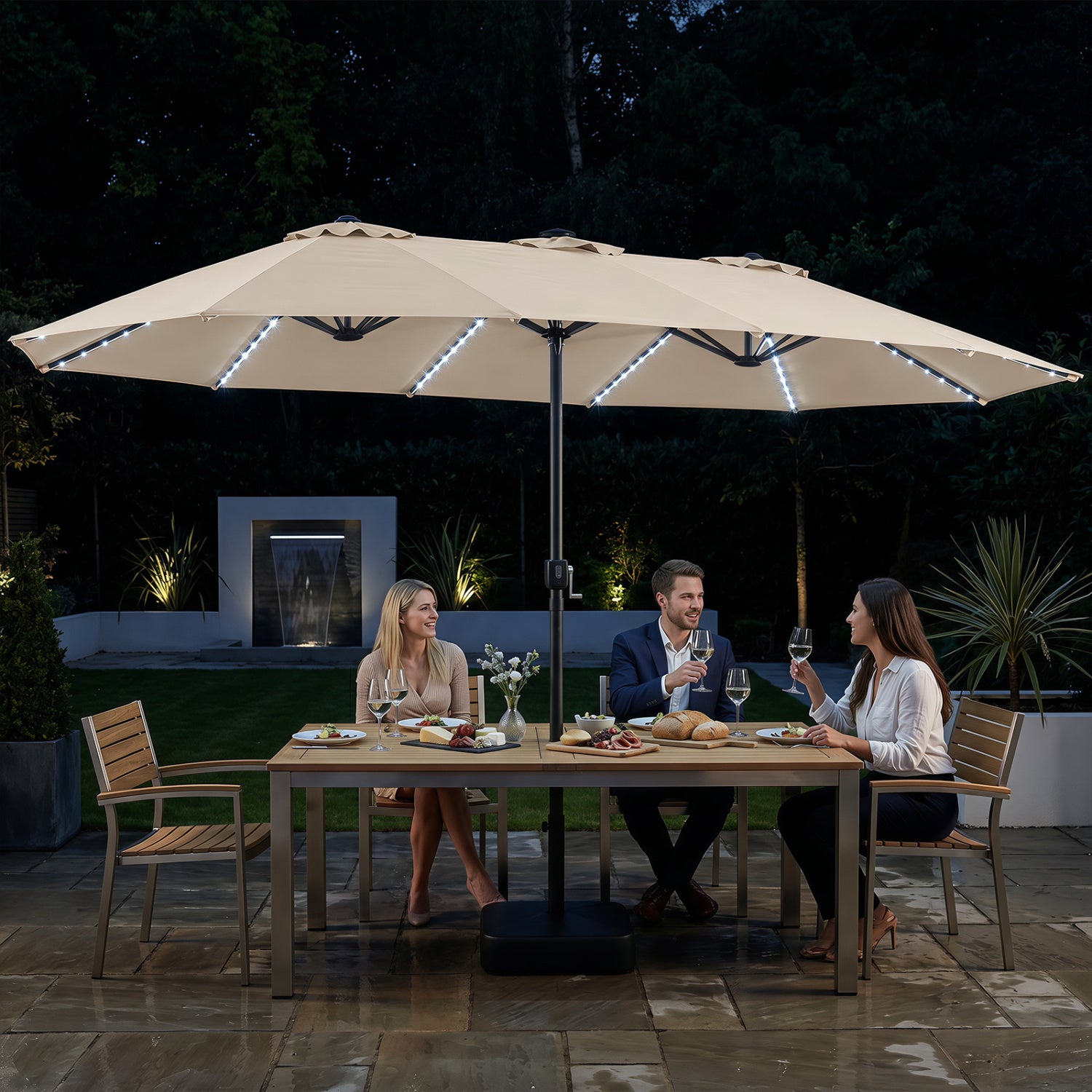 15.5FT Extra-Large Patio Umbrella, 12 Ribs, Beige Outdoor Umbrellas at Gallery Canada