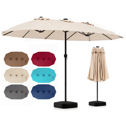 15.5FT Extra-Large Patio Umbrella, 12 Ribs, Beige Outdoor Umbrellas Beige at Gallery Canada